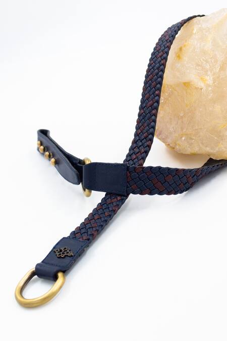 Buy S&N By Shantnu Nikhil Blue Color Block Weave Pattern Belt Online at Aza Fashions Buy_S&N By Shantnu Nikhil_Blue Color Block Weave Pattern Belt_Online_at_Aza_Fashions