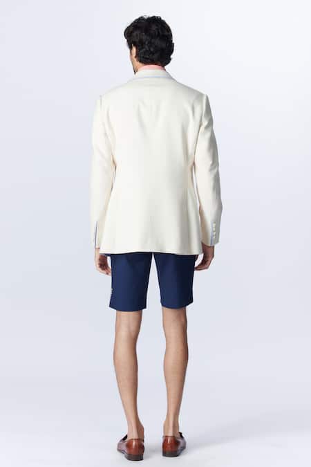 Shop S&N By Shantnu Nikhil Off White Wool, Viscose, Polyester Embroidery Placement Logo Jacket at Aza Fashions Shop_S&N By Shantnu Nikhil_Off White Wool, Viscose, Polyester Embroidery Placement Logo Jacket_at_Aza_Fashions