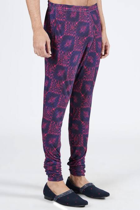 Shop S&N By Shantnu Nikhil Blue Polyester Embroidery Thread Churidar Online at Aza Fashions Shop_S&N By Shantnu Nikhil_Blue Polyester Embroidery Thread Churidar_Online_at_Aza_Fashions