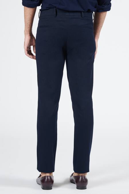 Shop S&N By Shantnu Nikhil Blue Lycra, Viscose, Polyester Embroidery Tape Placement Embellished Trouser at Aza Fashions Shop_S&N By Shantnu Nikhil_Blue Lycra, Viscose, Polyester Embroidery Tape Placement Embellished Trouser_at_Aza_Fashions