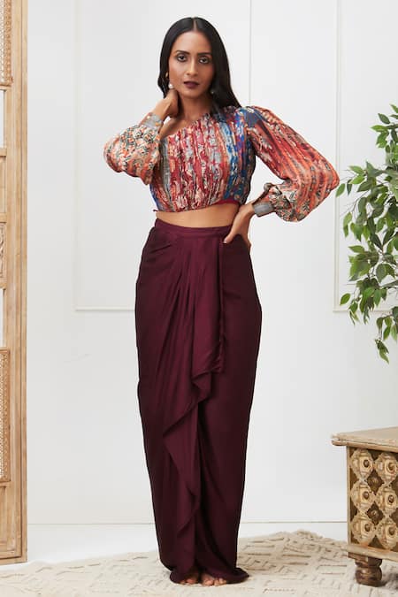 Maroon silk clearance skirt