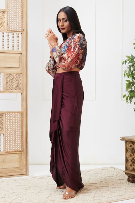 Burgundy hotsell skirt silk