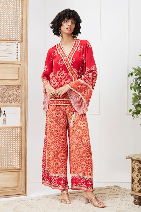 Soup by Sougat Paul Bandhej Print Angrakha & Pant Set 