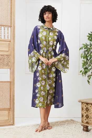 Soup By Sougat Paul Floral Print Midi Dress with Waist Tie 