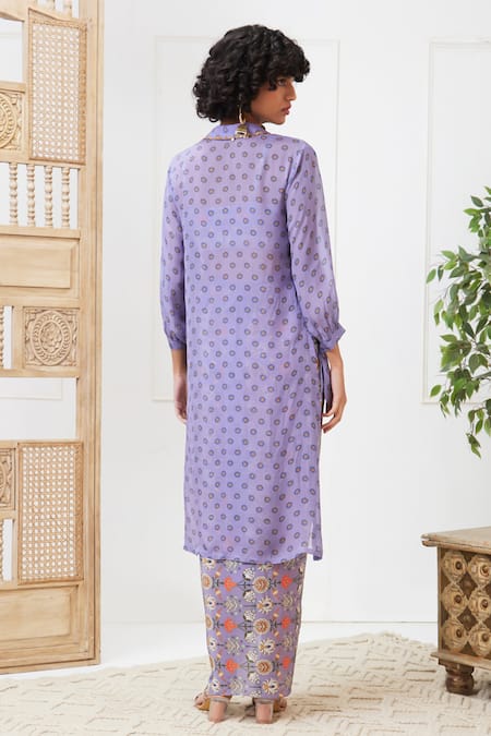 Shop Soup By Sougat Paul Purple Crepe, Organza Sequins, Embroidery Tabriz Printed Jacket Skirt Set at Aza Fashions Shop_Soup By Sougat Paul_Purple Crepe, Organza Sequins, Embroidery Tabriz Printed Jacket Skirt Set _at_Aza_Fashions