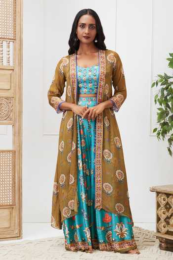 Soup By Sougat Paul Tabriz Printed Jacket Palazzo Set 