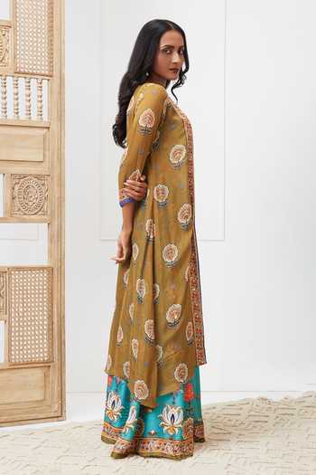 Buy Soup By Sougat Paul Green Silk, Organza Sequins, Embroidery Tabriz Printed Jacket Palazzo Set Online at Aza Fashions Buy_Soup By Sougat Paul_Green Silk, Organza Sequins, Embroidery Tabriz Printed Jacket Palazzo Set _Online_at_Aza_Fashions