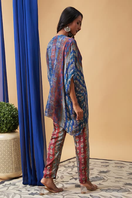 Soup By Sougat Paul Floral Embroidered Kaftan & Pant Set 