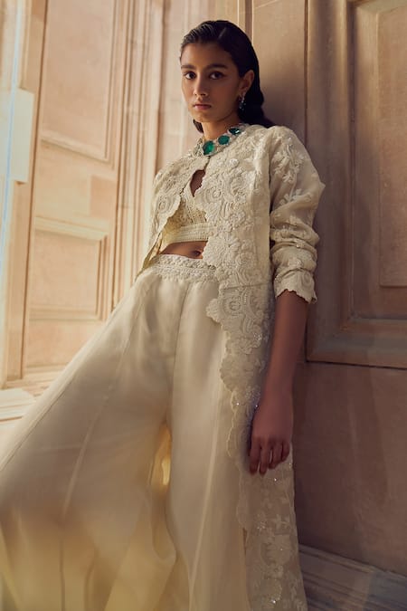 Pankaj & Nidhi Miva Hand Embellished Jacket Sharara Set 