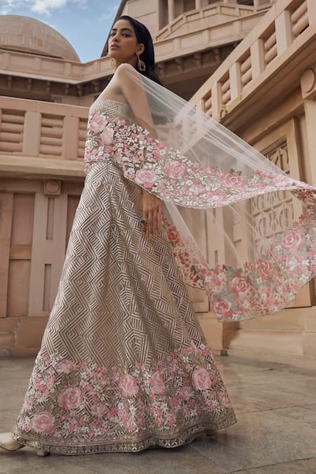 Buy Pankaj & Nidhi Pink Tulle, Silk Organza Zora Asymmetric Hand Embellished Cape Sharara Set Online at Aza Fashions Buy_Pankaj & Nidhi_Pink Tulle, Silk Organza Zora Asymmetric Hand Embellished Cape Sharara Set _Online_at_Aza_Fashions