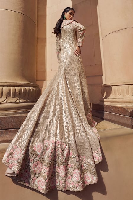 Pankaj & Nidhi Zora Hand Embellished Kalidar Jacket With Skirt 