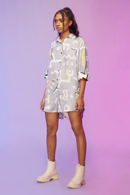 Buy So Us By Sougatpaul Blue Cotton Collared Printed Jumpsuit Online at Aza Fashions Buy_So Us By Sougatpaul_Blue Cotton Collared Printed Jumpsuit _Online_at_Aza_Fashions