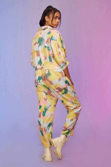 Shop_So Us By Sougatpaul_Multi Color Cotton Collared Streetwise Printed Romper _Online_at_Aza_Fashions