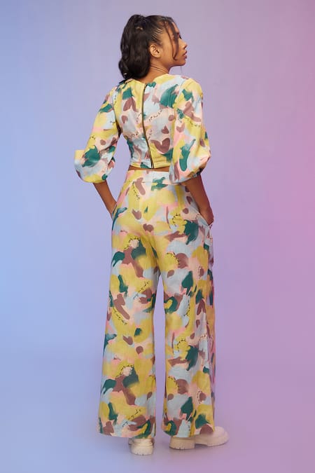 So Us By Sougatpaul Cotton Beach Escape Printed Top & Pant Set 