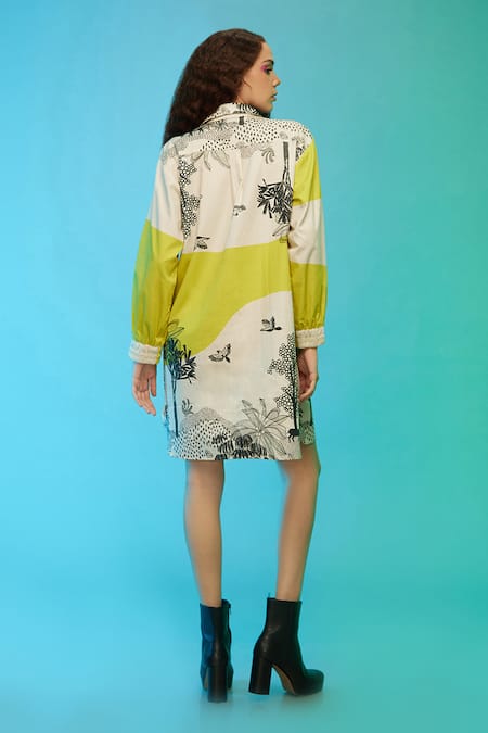 So Us By Sougatpaul Cotton Interlaced Travel Printed Dress 