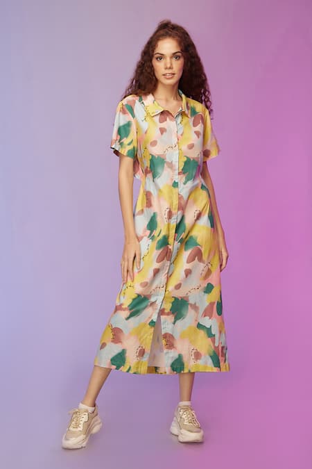 SO US by Sougatpaul Chill Out Cotton Printed Shirt Dress 