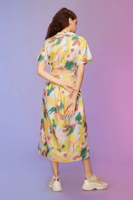 So Us By Sougatpaul Chill Out Cotton Printed Shirt Dress 