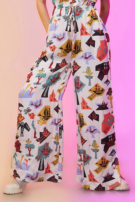 So Us By Sougatpaul_Multi Color Cotton Square Neck Tribal Print Jumpsuit _Online_at_Aza_Fashions