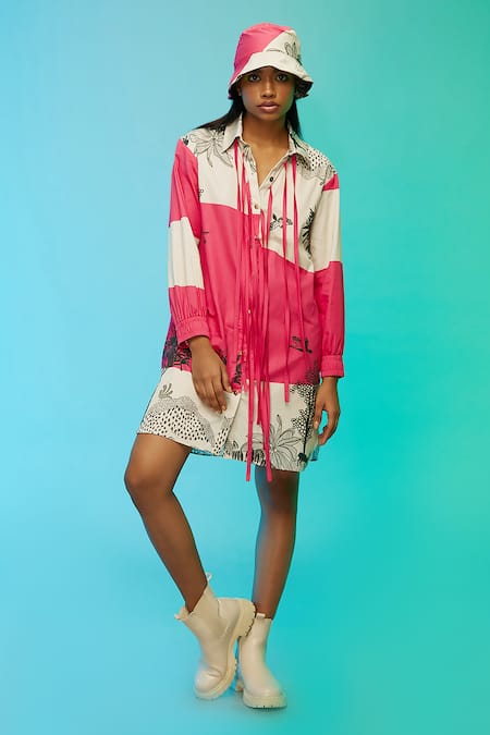 SO US by Sougatpaul Coastal Vibe Print Shirt Dress 