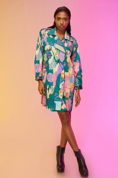 SO US by Sougatpaul Metropolis Mosaic Print Shirt Dress 