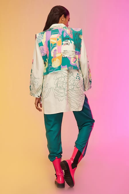 So Us By Sougatpaul Abstract Canvas Print Shirt & Pant Set 