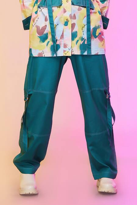 So Us By Sougatpaul Multi Color Cotton Buckles V-neck City Chic Print Shirt And Pant Set Online at Aza Fashions So Us By Sougatpaul_Multi Color Cotton Buckles V-neck City Chic Print Shirt And Pant Set _Online_at_Aza_Fashions