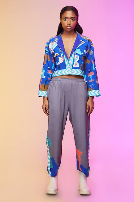 SO US by Sougatpaul Tribal Print Jacket & Pant Set 