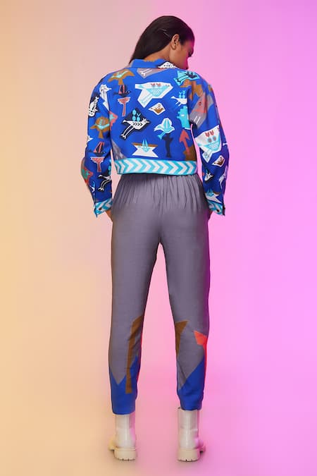 So Us By Sougatpaul Tribal Print Jacket & Pant Set 