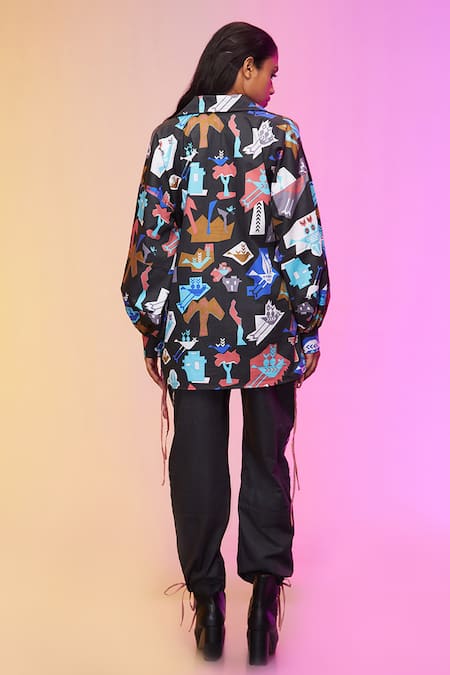 So Us By Sougatpaul Fluttering Sparrow Print Shirt & Pant Set 