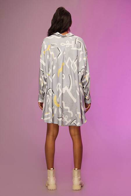 Shop So Us By Sougatpaul Blue Cotton Printed Abstract Collar Snazzy High-low Shirt at Aza Fashions Shop_So Us By Sougatpaul_Blue Cotton Printed Abstract Collar Snazzy High-low Shirt _at_Aza_Fashions