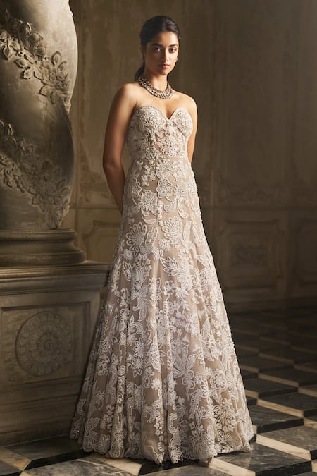 Seema Gujral Pearls Embroidered Gown 