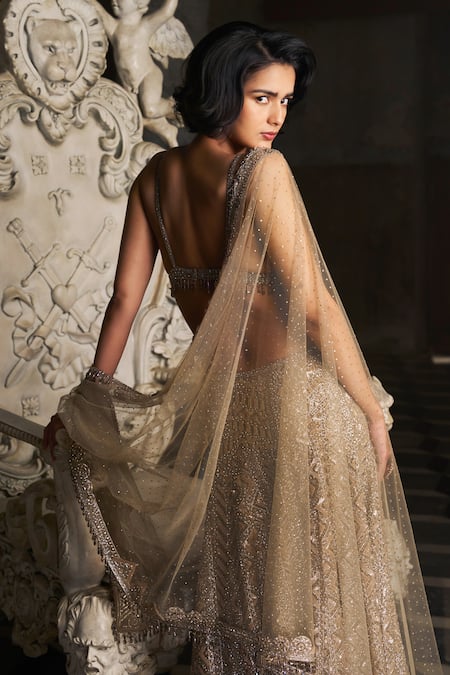 Seema Gujral Sequins Embroidered Net Skirt Set 
