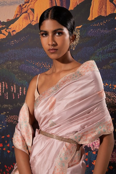 Ekaya Banaras Grey Handwoven Silk Banarasi Saree 