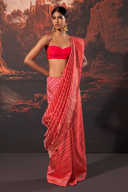 Ekaya Banaras_Pink Silk Embroidery Banarasi Saree With Unstitched Blouse _Online_at_Aza_Fashions