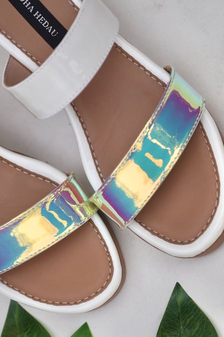 Shradha Hedau Footwear Couture_Multi Color Dia Holographic Platform Wedges _Online_at_Aza_Fashions