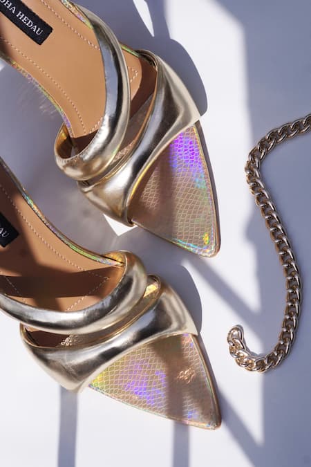 Shradha Hedau Footwear Couture_Gold Printed Europhia Snake Heel _Online_at_Aza_Fashions