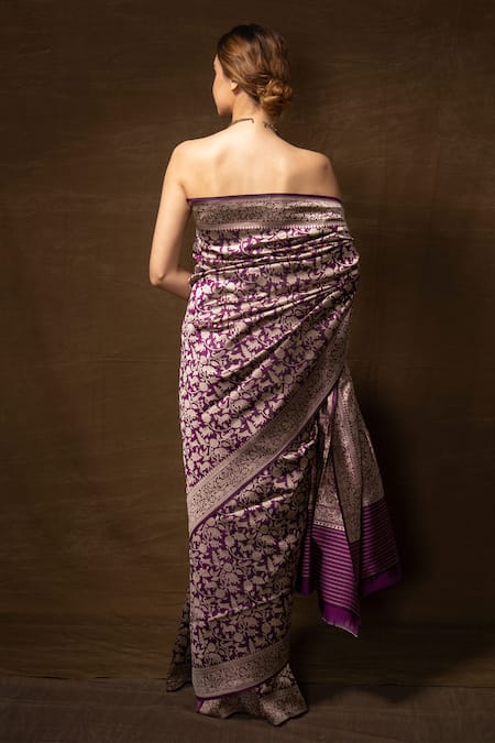 Vishwa By Pinki Sinha Shikargah Patterns Banarasi Handwoven Saree With Running Blouse 