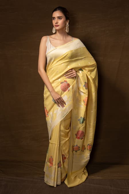 Pinki Sinha Kalamkari Patterns Banarasi Handwoven Saree With Running Blouse 