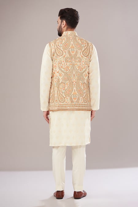 Kasbah Ivory Kashmiri Paisley Nehru Jacket 