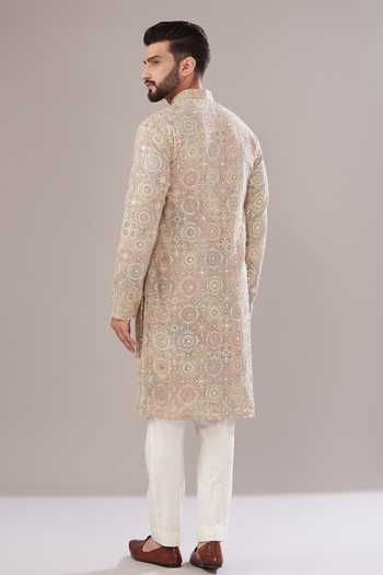 Shop Kasbah Multi Color Georgette, Cotton Embroidery Flora Garden Kurta Set at Aza Fashions Shop_Kasbah_Multi Color Georgette, Cotton Embroidery Flora Garden Kurta Set _at_Aza_Fashions