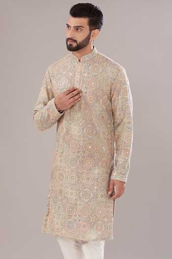 Kasbah Multi Color Georgette, Cotton Embroidery Flora Garden Kurta Set Online at Aza Fashions Kasbah_Multi Color Georgette, Cotton Embroidery Flora Garden Kurta Set _Online_at_Aza_Fashions