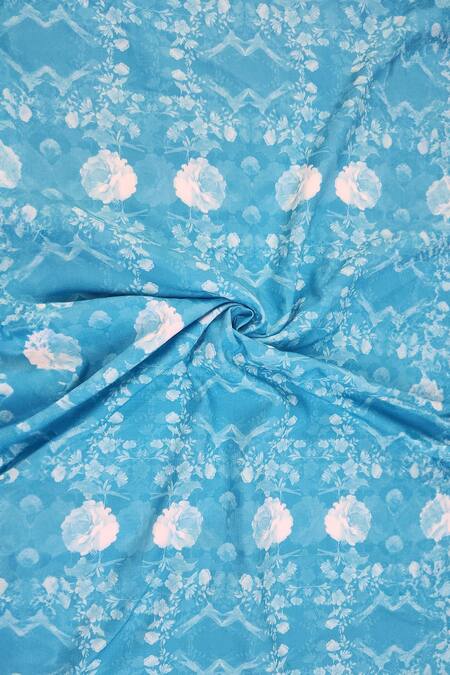 Shop_Throwpillow_Blue Polyester Printed Floral Curtains - Set Of 2