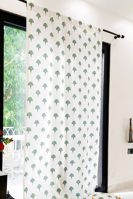 Buy Throwpillow White Polyester Printed Palm Summer Curtains - Set Of 2 Online at Aza Fashions Buy_Throwpillow_White Polyester Printed Palm Summer Curtains - Set Of 2_Online_at_Aza_Fashions