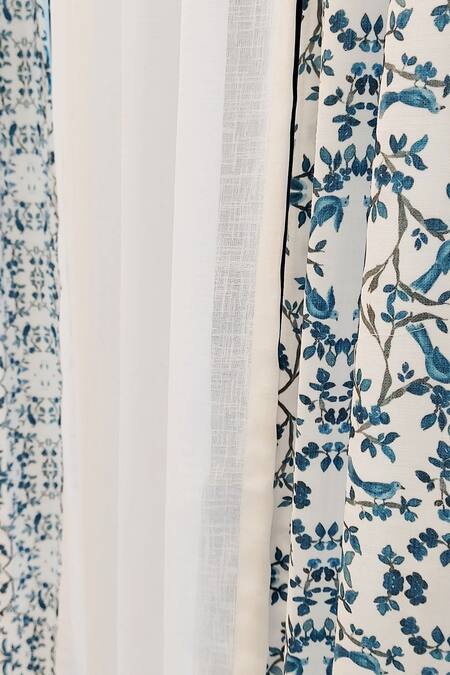 Buy_Throwpillow_White Polyester Printed Humming Bird Curtains - Set Of 2_Online_at_Aza_Fashions