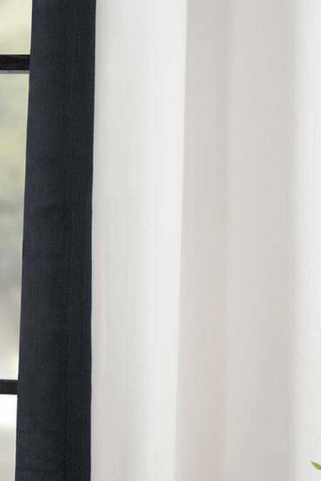 Throwpillow Black Polyester Plain Contrast Border Curtains - Set Of 2 Online at Aza Fashions Throwpillow_Black Polyester Plain Contrast Border Curtains - Set Of 2_Online_at_Aza_Fashions