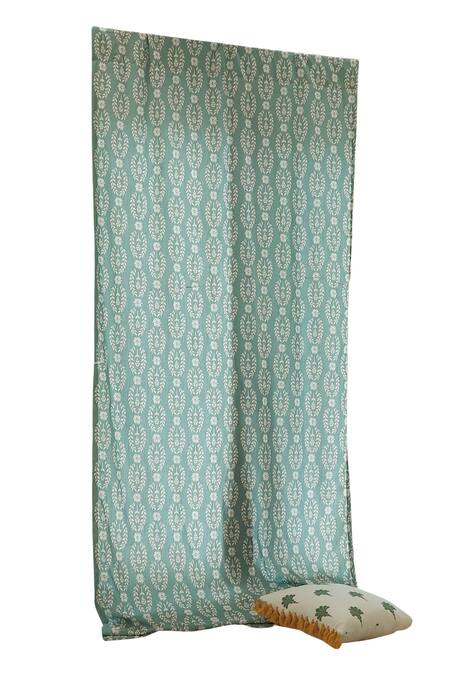 Shop Throwpillow Green Polyester Printed Leaves Trail Curtains - Set Of 2 at Aza Fashions Shop_Throwpillow_Green Polyester Printed Leaves Trail Curtains - Set Of 2_at_Aza_Fashions