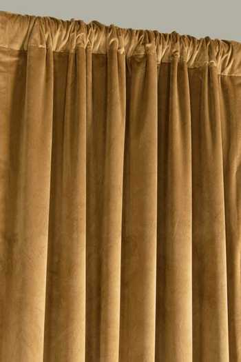Throwpillow_Yellow Polyester Plain Bagwell Curtains - Set Of 2_Online_at_Aza_Fashions