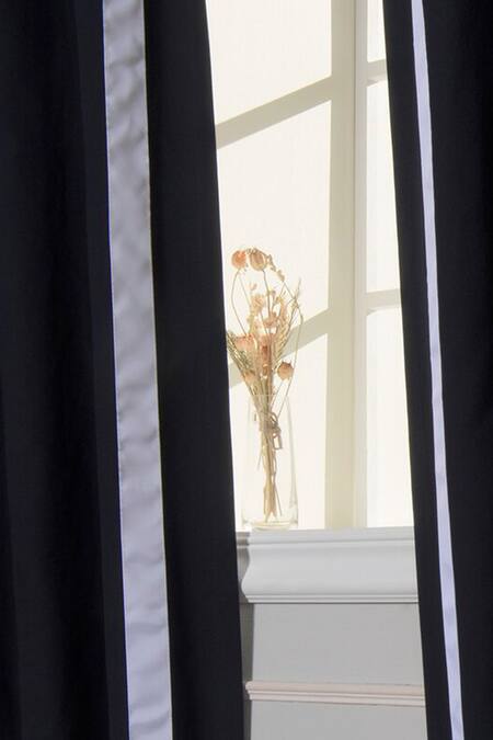 Throwpillow Blue Polyester Plain Kylen Ribbon Border Dark Curtains - Set Of 2 Online at Aza Fashions Throwpillow_Blue Polyester Plain Kylen Ribbon Border Dark Curtains - Set Of 2_Online_at_Aza_Fashions