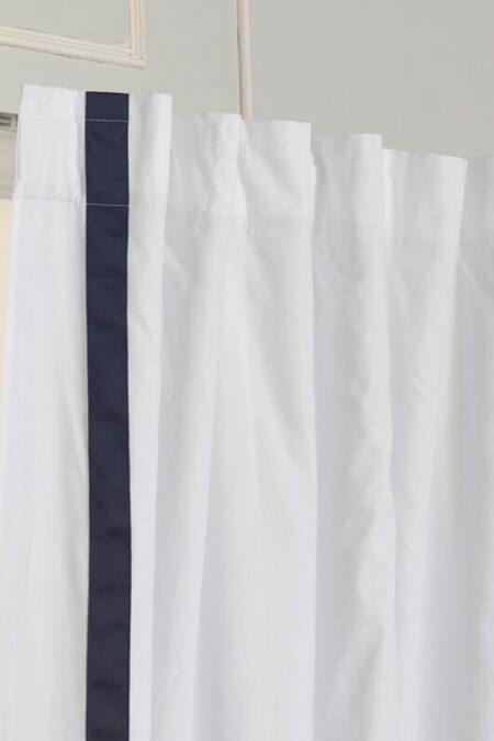 Throwpillow White Polyester Plain Contrast Kylen Ribbon Border Curtains - Set Of 2 Online at Aza Fashions Throwpillow_White Polyester Plain Contrast Kylen Ribbon Border Curtains - Set Of 2_Online_at_Aza_Fashions