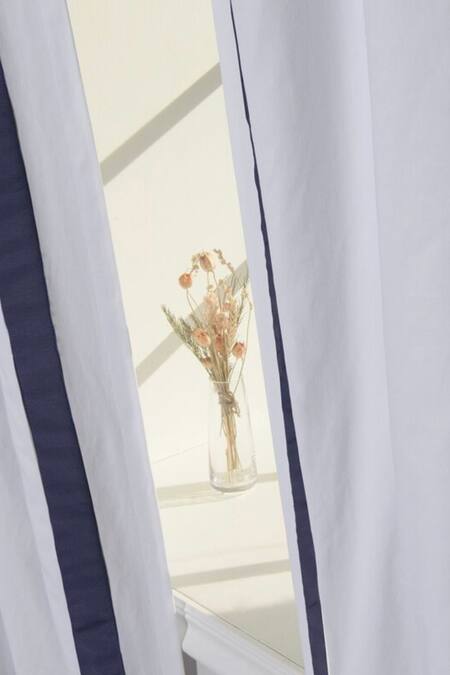 Buy Throwpillow White Polyester Plain Contrast Kylen Ribbon Border Curtains - Set Of 2 Online at Aza Fashions Buy_Throwpillow_White Polyester Plain Contrast Kylen Ribbon Border Curtains - Set Of 2_Online_at_Aza_Fashions